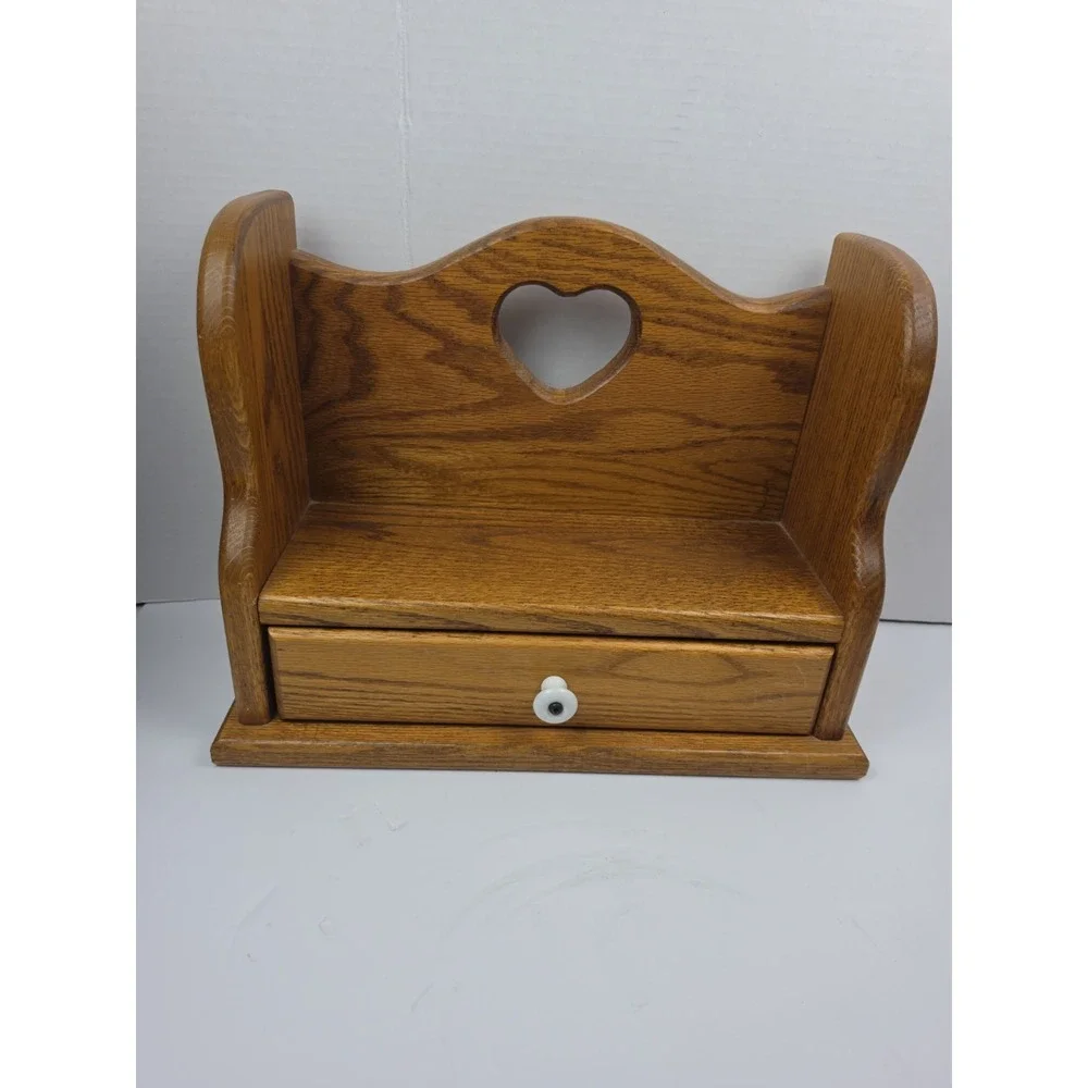 Vintage Trinket Wall Shelf Heart Cutout Cottagecore Farmhouse Wood